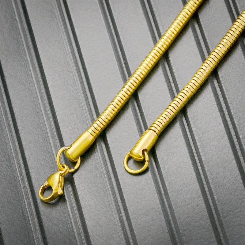 Simple Geometric Stainless Steel Chain Necklace with Pearl and Box Link Design