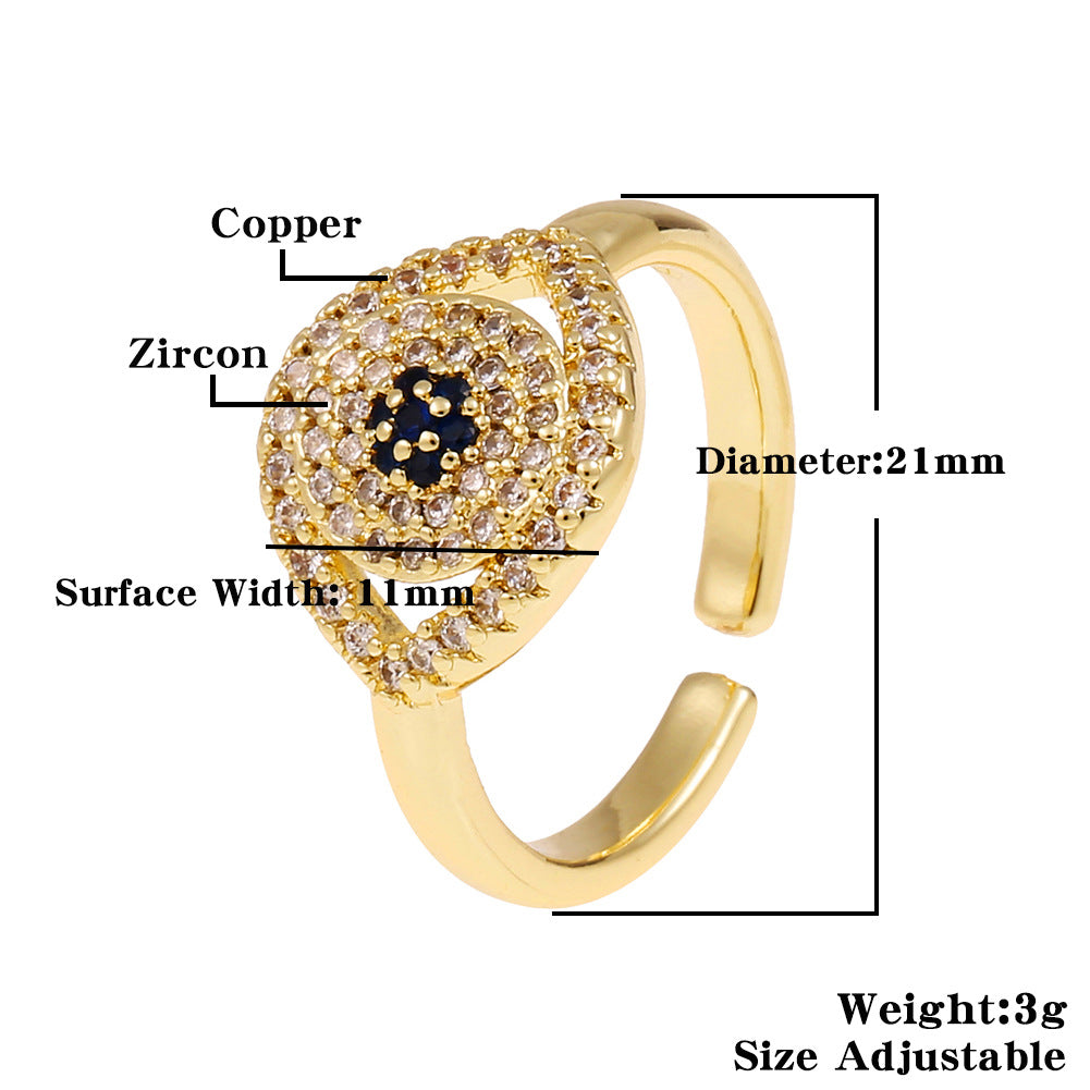 Fashion Enamel Evil Eye Retro Copper Tail Ring