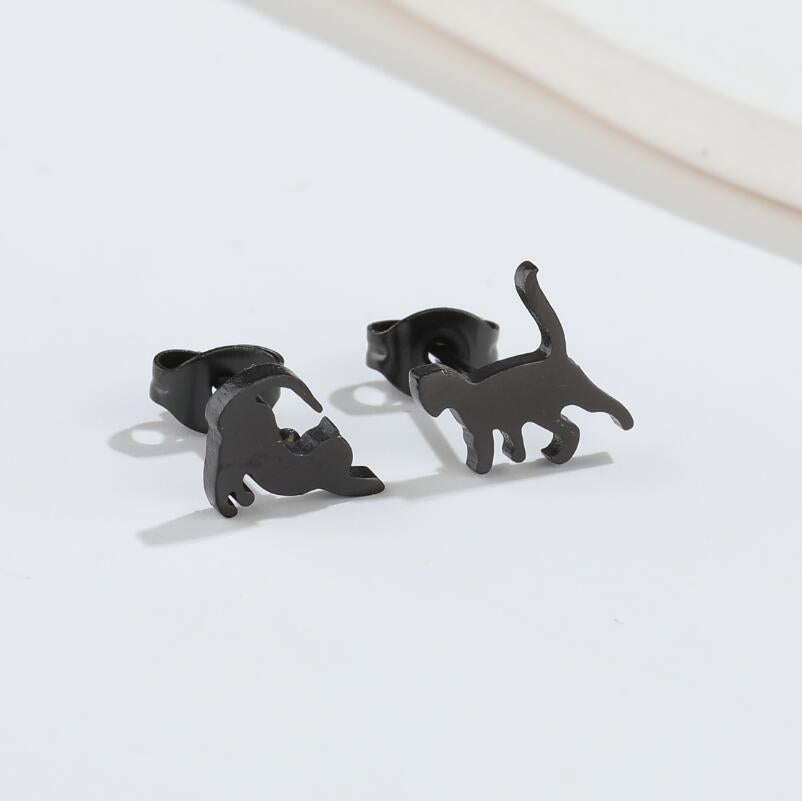 Fashion Cat Stainless Steel Animal Stud Earrings