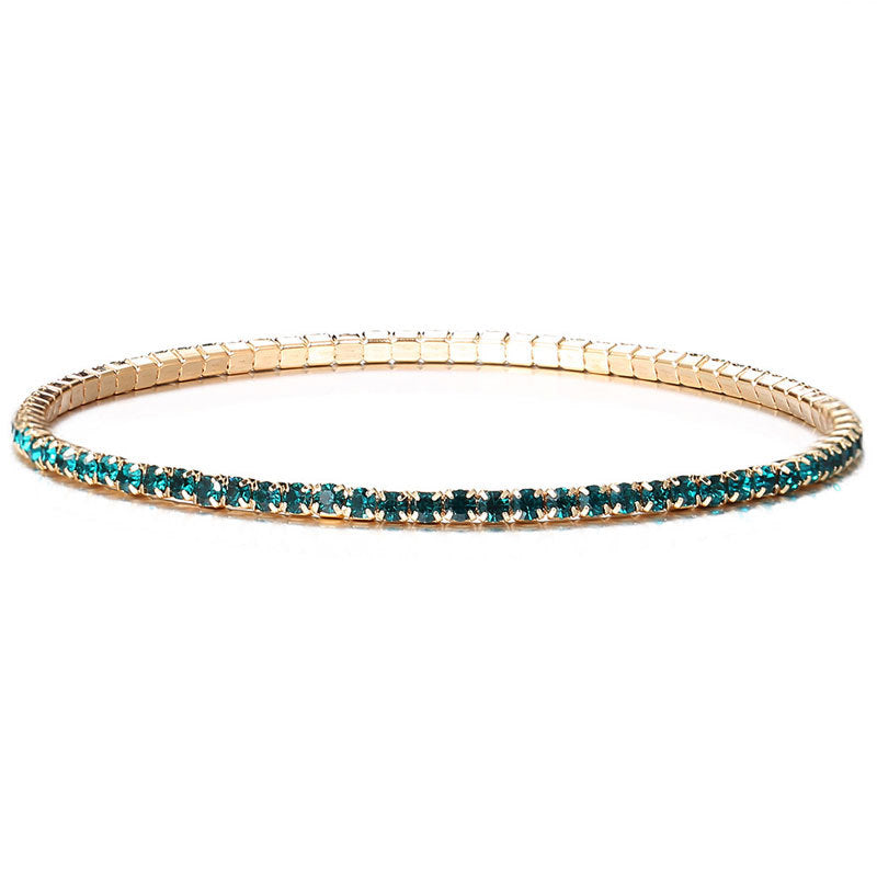 Simple Multicolor Rhinestone Elastic Bracelet 2mm Bling Chain