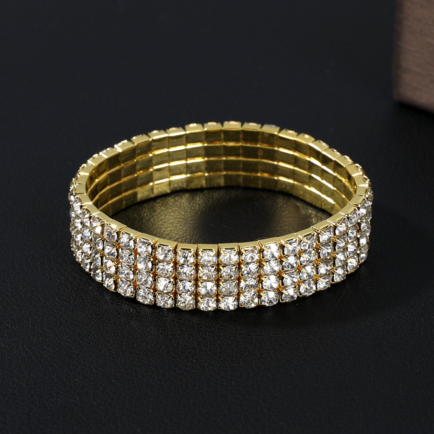 Korean Style Full Diamond Elastic Bracelet Shiny Rhinestone Bangle