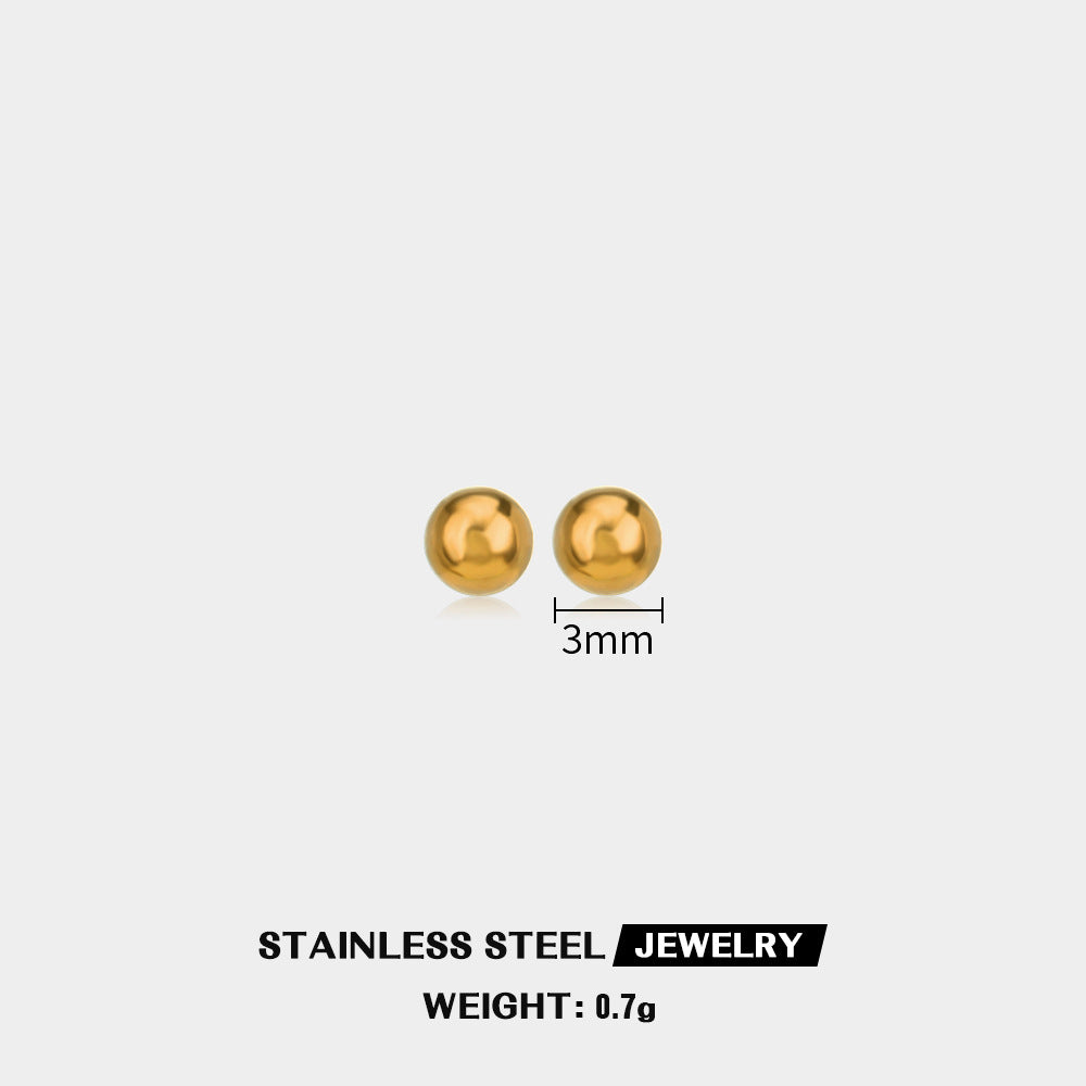 Simple Round Stainless Steel Stud Earrings for Women