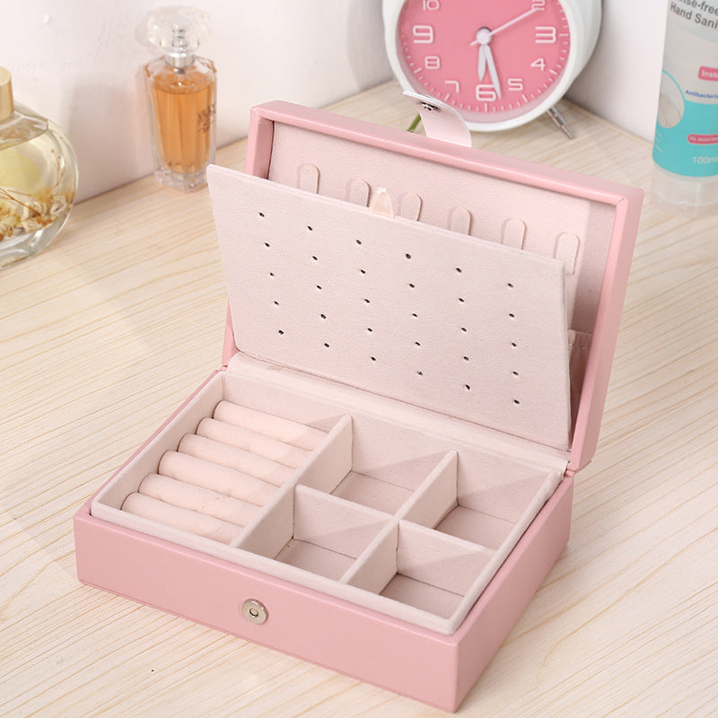 Simple Stripe PU Leather Jewelry Organizer Box