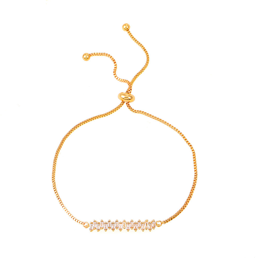 IG Style Sweet Oval Flower & Butterfly Zircon 14K Gold Plated Adjustable Bracelet