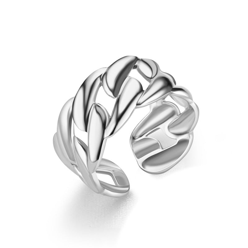 Fashion Vintage Heart Snake Titanium Steel Open Ring for Couples