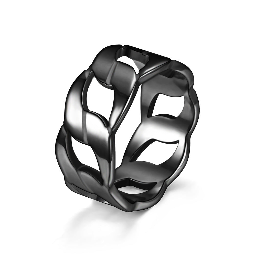 Fashion Circle Hollow Out Stainless Steel Chain Rings