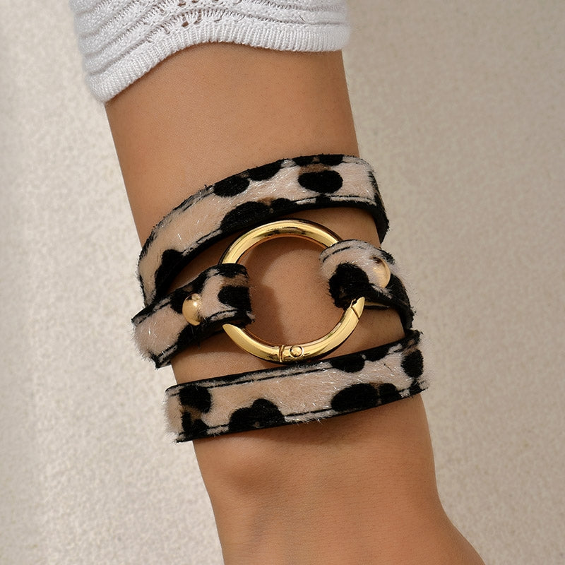 Original Design Leopard Print PU Leather Multi-Layer Women's Bracelet