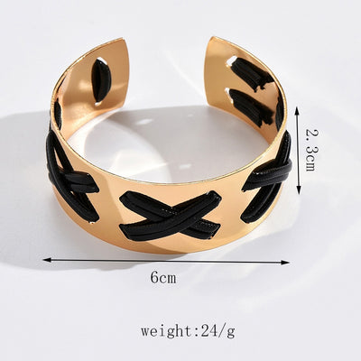 Punk Geometric Alloy Open Cuff Bracelet for Women