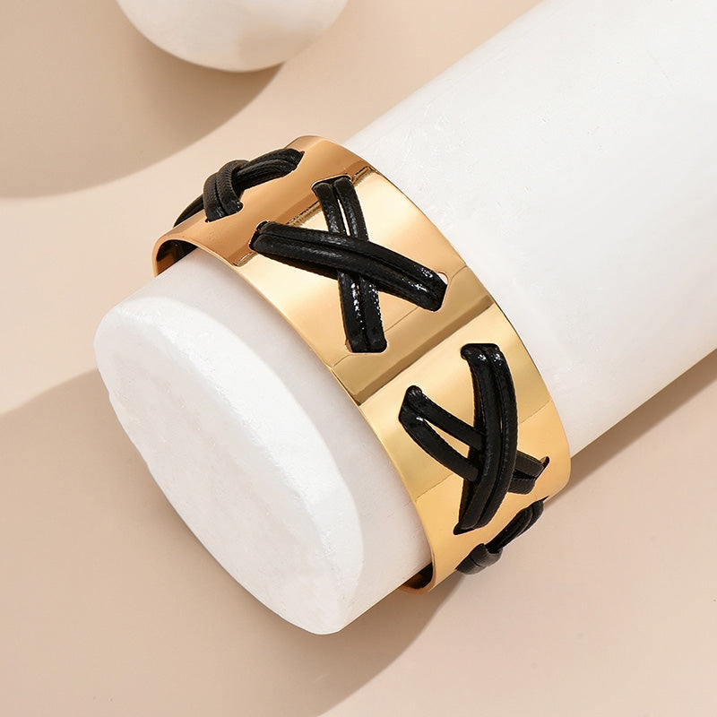 Punk Geometric Alloy Open Cuff Bracelet for Women