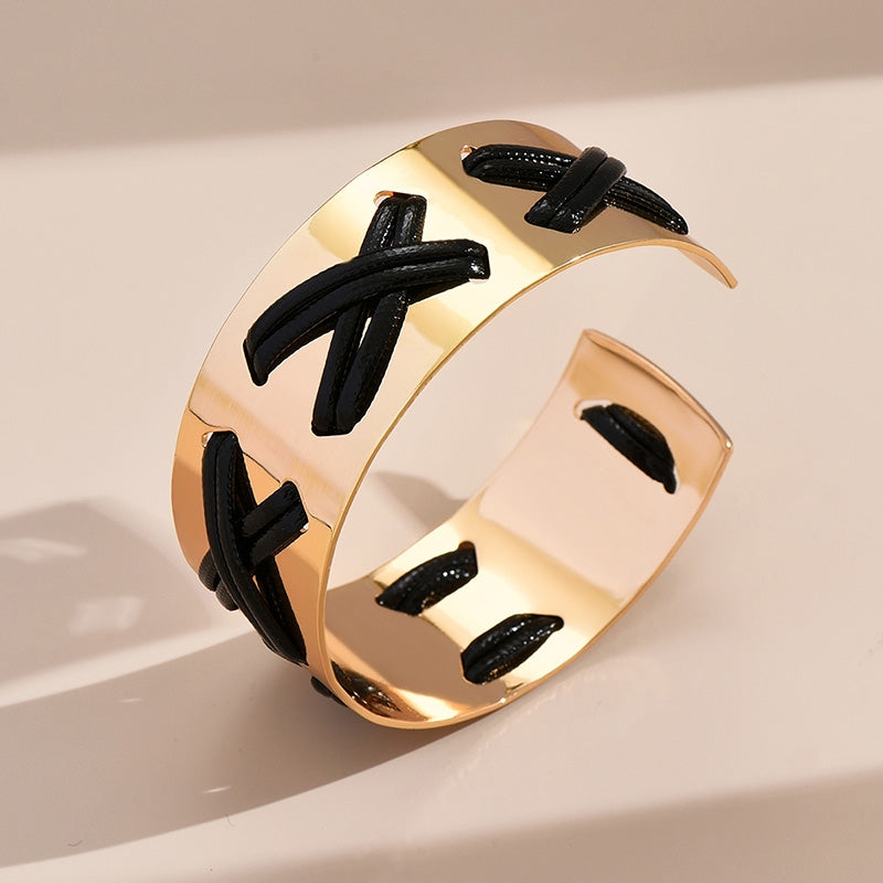 Punk Geometric Alloy Open Cuff Bracelet for Women