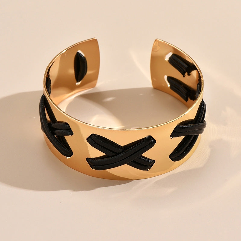 Punk Geometric Alloy Open Cuff Bracelet for Women