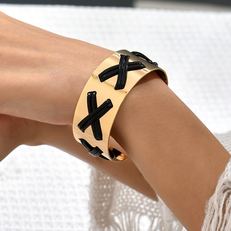 Punk Geometric Alloy Open Cuff Bracelet for Women