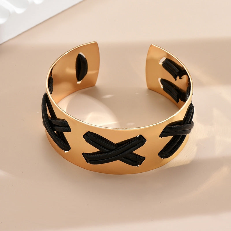 Punk Geometric Alloy Open Cuff Bracelet for Women
