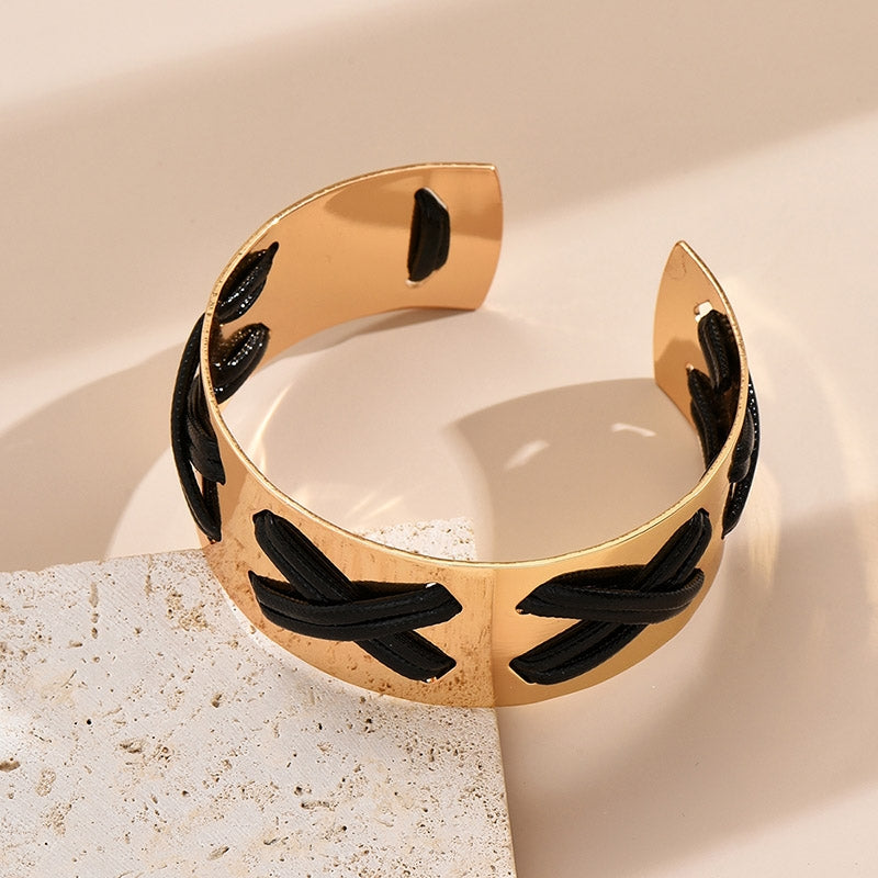 Punk Geometric Alloy Open Cuff Bracelet for Women