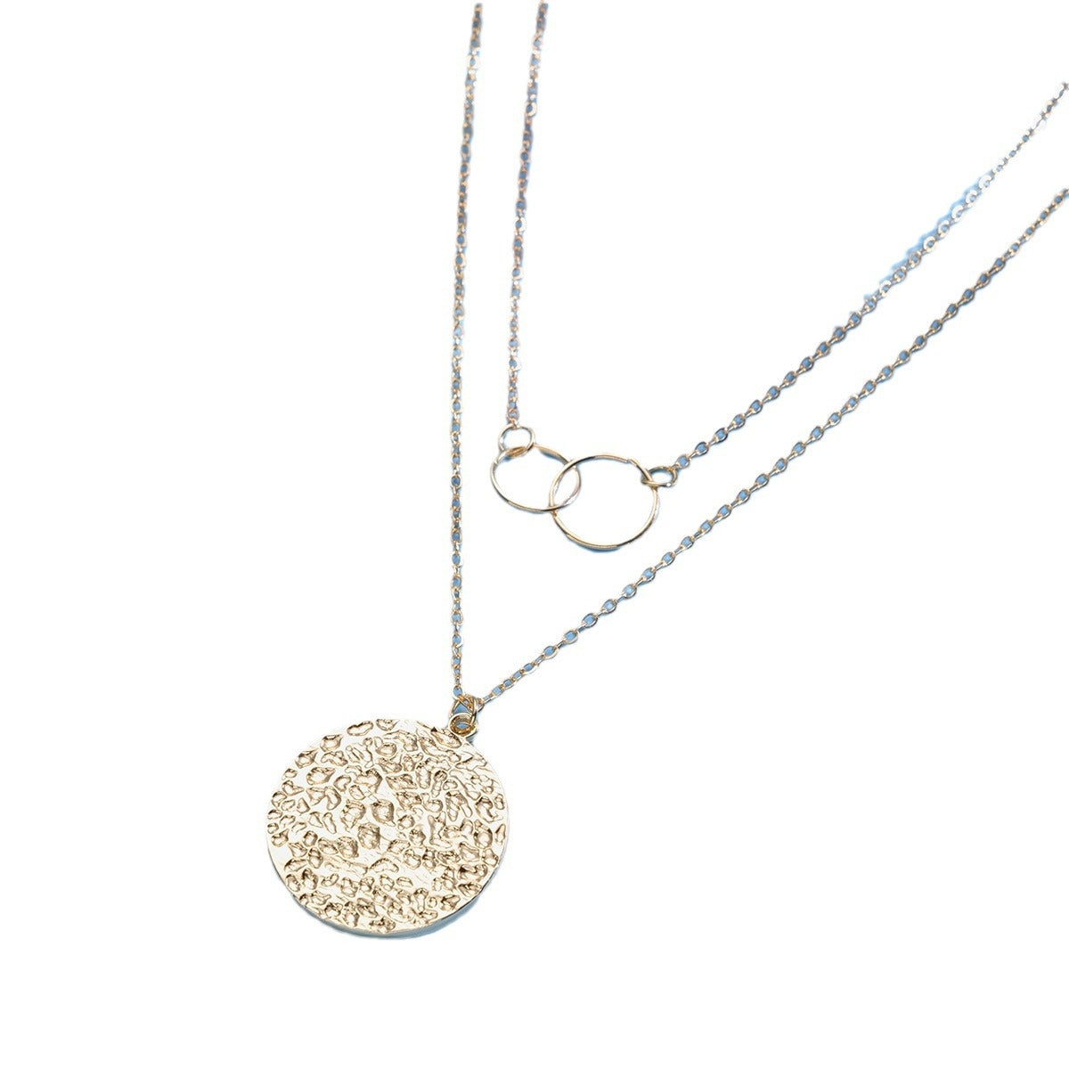 Punk Style Layered Rose Coin Pendant Necklace for Women