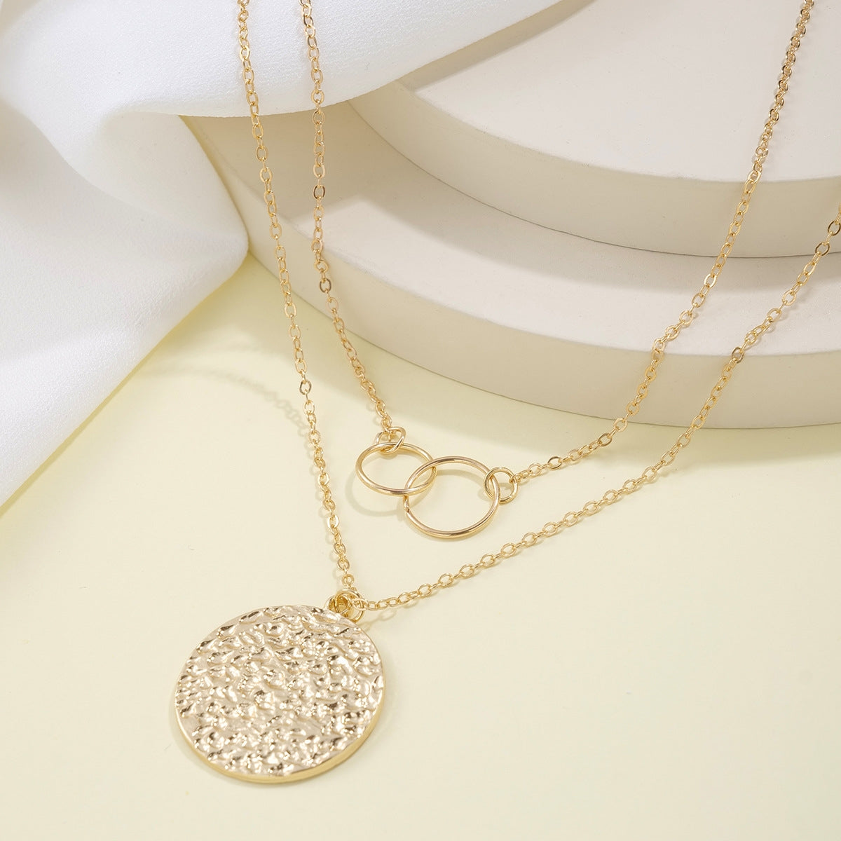 Punk Style Layered Rose Coin Pendant Necklace for Women