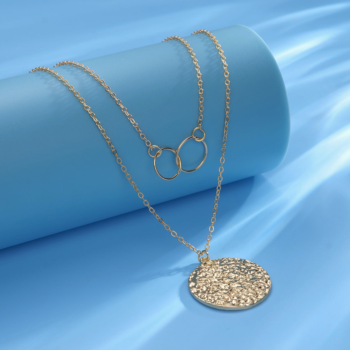 Punk Style Layered Rose Coin Pendant Necklace for Women