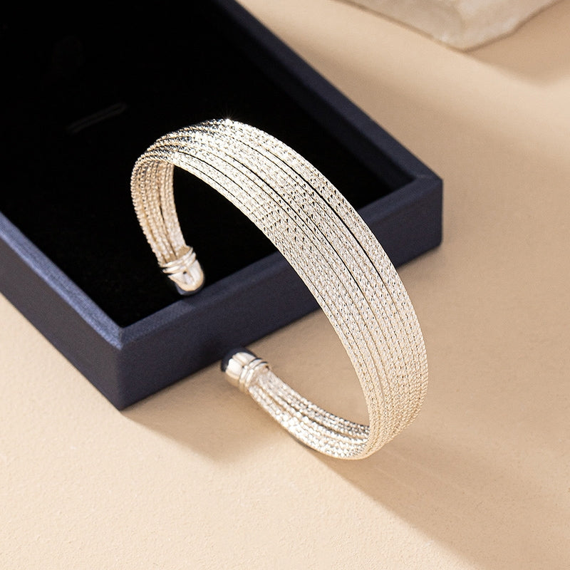 Retro Multi-Layer Circle Gold Plated Women's Bangle Bracelet