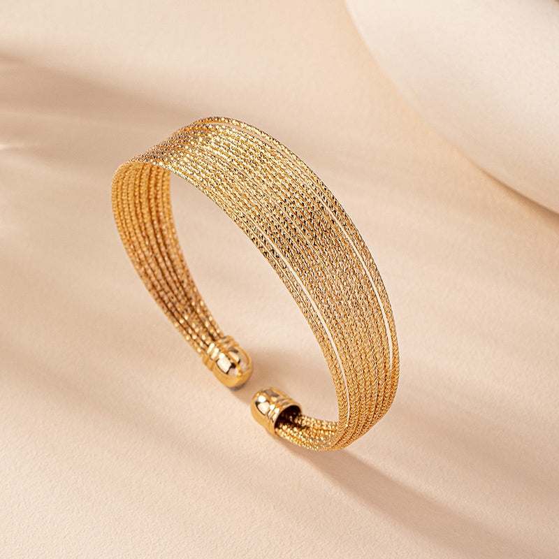 Retro Multi-Layer Circle Gold Plated Women's Bangle Bracelet