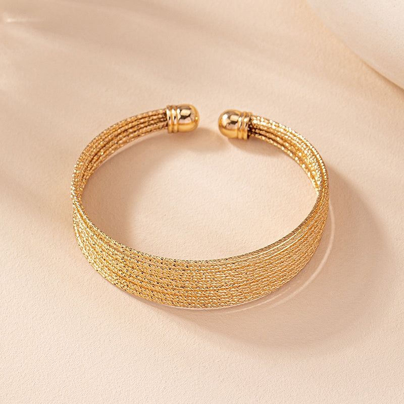 Retro Multi-Layer Circle Gold Plated Women's Bangle Bracelet