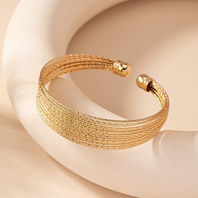 Retro Multi-Layer Circle Gold Plated Women's Bangle Bracelet