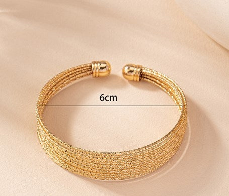 Retro Multi-Layer Circle Gold Plated Women's Bangle Bracelet