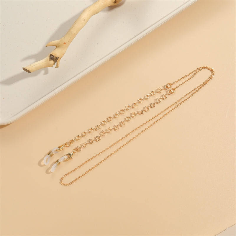 Retro Copper Iron Glasses Chain with Silicone Flower Star Charms