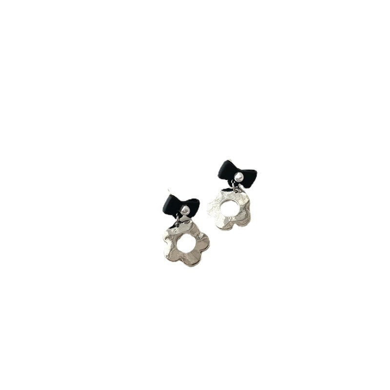 Retro Flower Bow Knot Stud Earrings with S925 Silver Needle