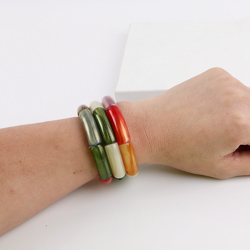 Retro Acrylic Bangle Bracelet Set