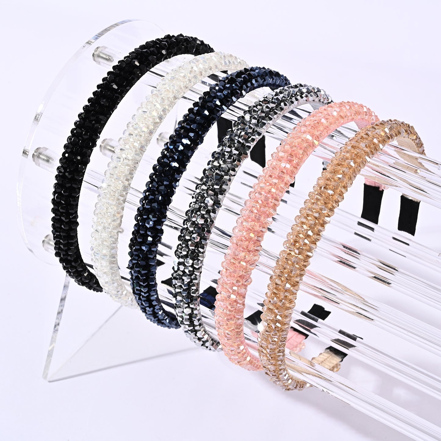Retro Baroque Crystal Hair Band with Mixed Colors and Stripes