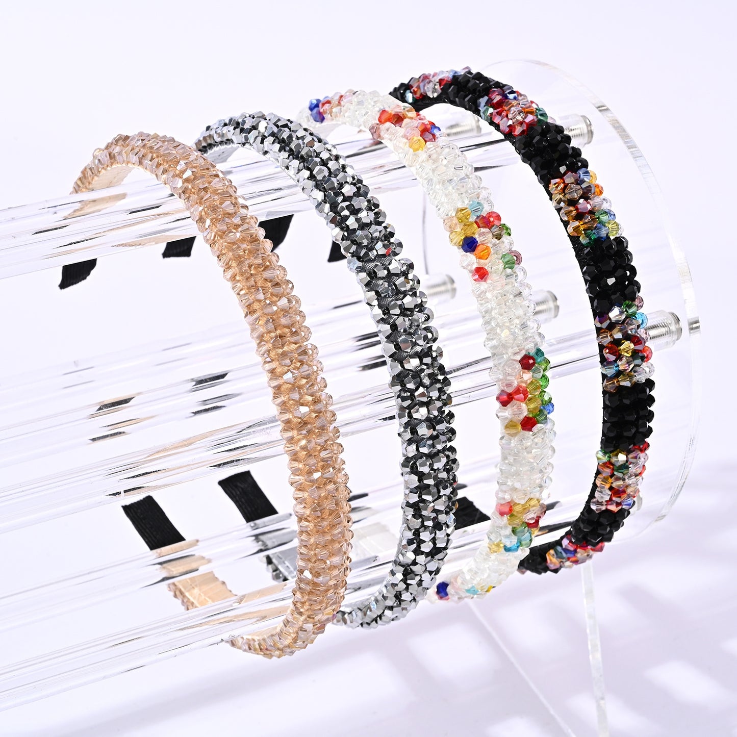 Retro Baroque Crystal Hair Band with Mixed Colors and Stripes