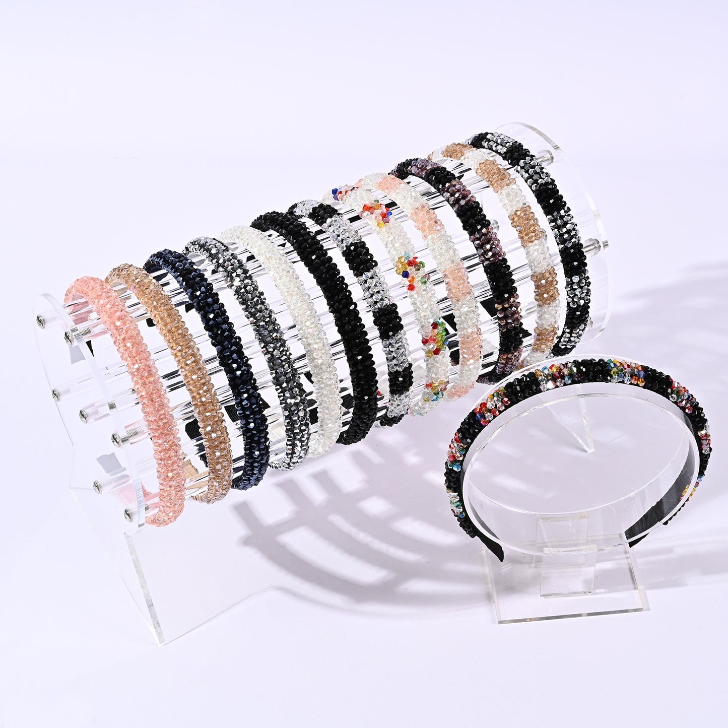 Retro Baroque Crystal Hair Band with Mixed Colors and Stripes