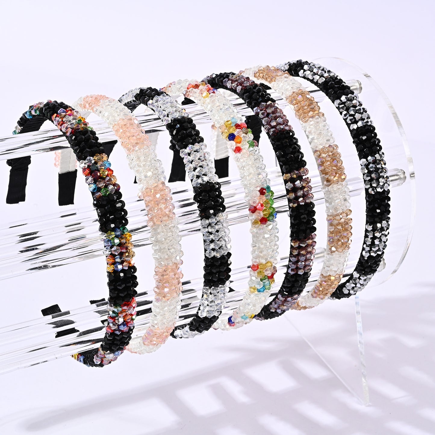 Retro Baroque Crystal Hair Band with Mixed Colors and Stripes