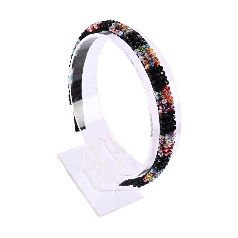 Retro Baroque Crystal Hair Band with Mixed Colors and Stripes