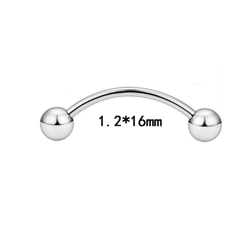 Rock Streetwear Stainless Steel Rhinestone Inlay Tongue and Eyebrow Piercing Jewelry