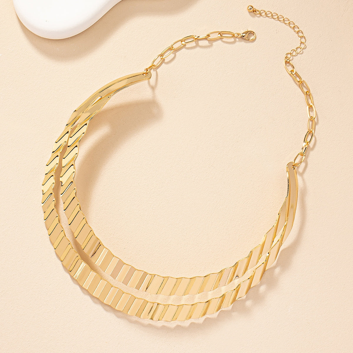 Roman Style Geometric Metal Double Layer Women's Choker Necklace