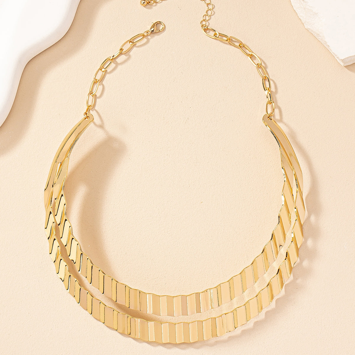 Roman Style Geometric Metal Double Layer Women's Choker Necklace