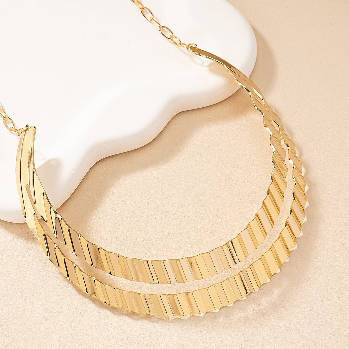 Roman Style Geometric Metal Double Layer Women's Choker Necklace