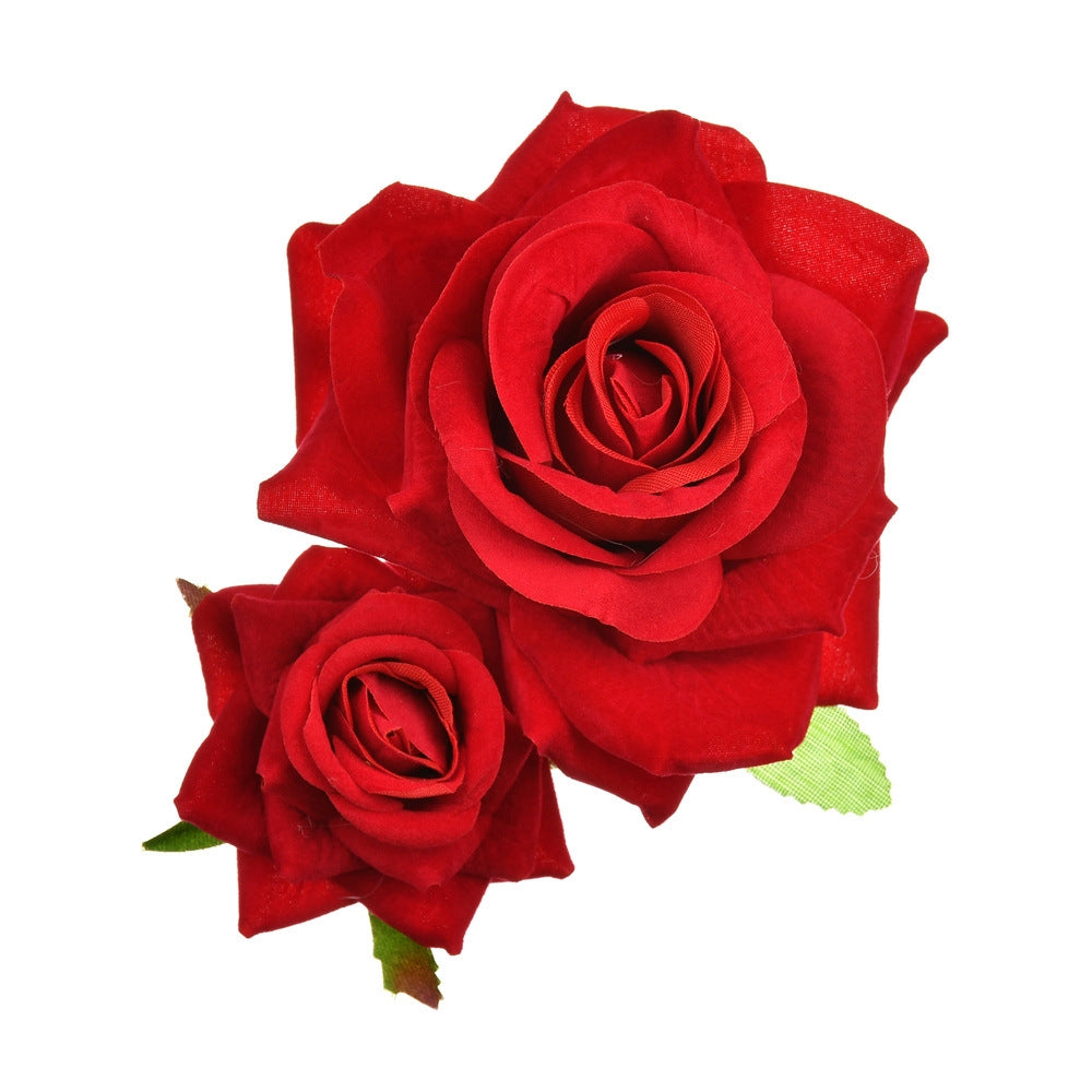 Romantic Double Rose Fabric Hair Clip
