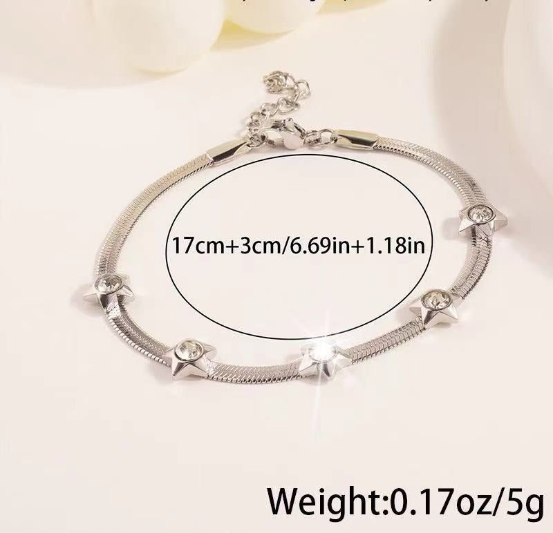 Simple Style Artistic Pentagram Heart Shape Floral Stainless Steel Snake Chain Bracelets for Women