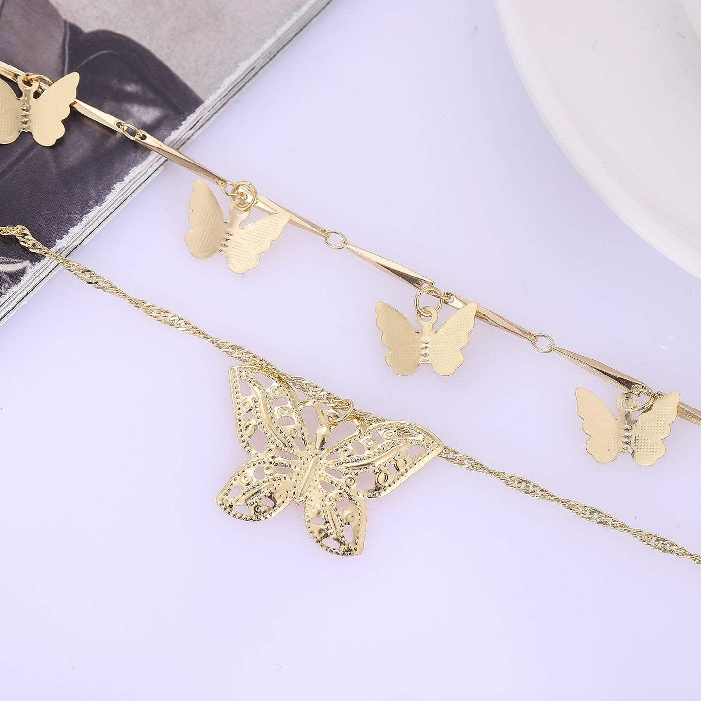 Simple Butterfly Layered Choker Necklace for Women