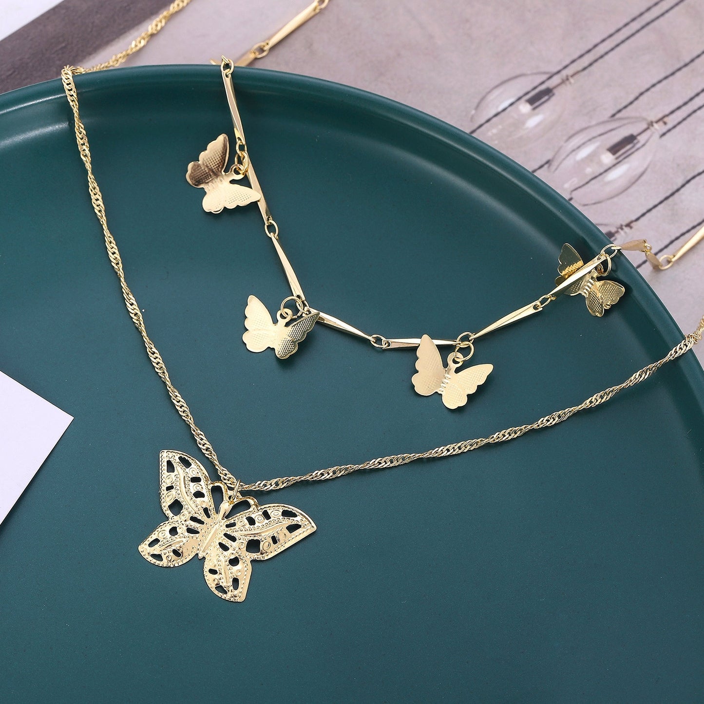 Simple Butterfly Layered Choker Necklace for Women