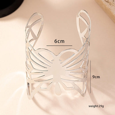 Simple Classic Butterfly Openwork Alloy Bangle Bracelet