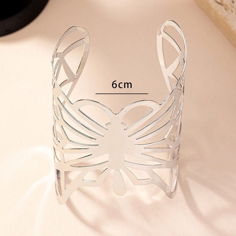 Simple Classic Butterfly Openwork Alloy Bangle Bracelet