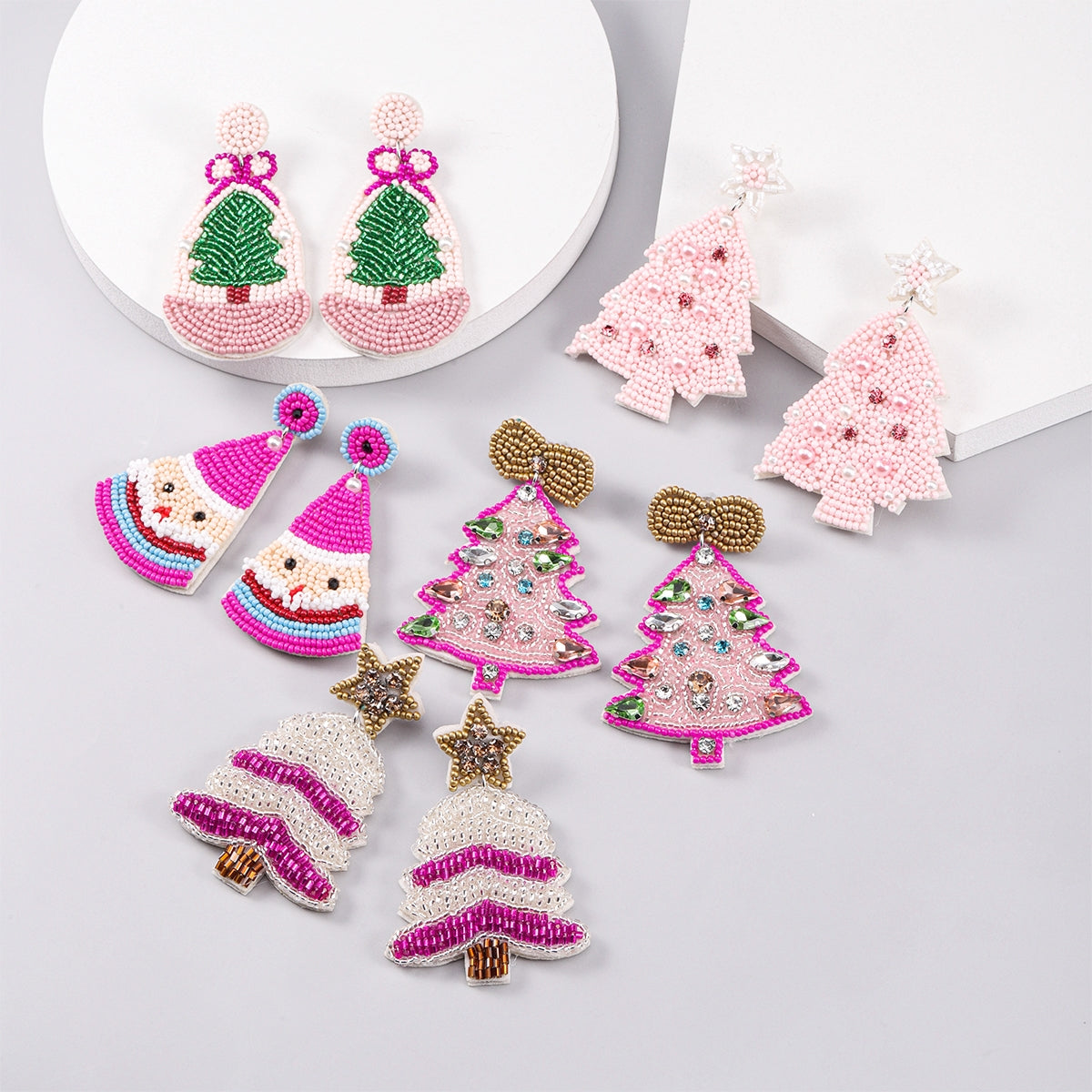 Simple Style Christmas Tree Rhinestone Silver Plated Drop Earrings