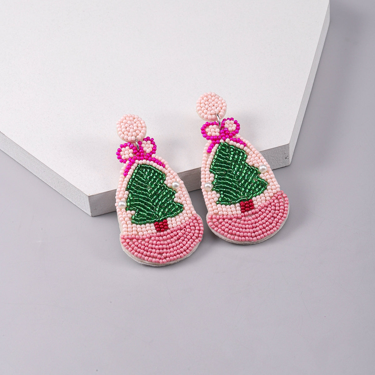 Simple Style Christmas Tree Rhinestone Silver Plated Drop Earrings