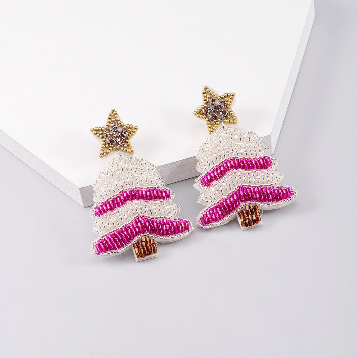 Simple Style Christmas Tree Rhinestone Silver Plated Drop Earrings