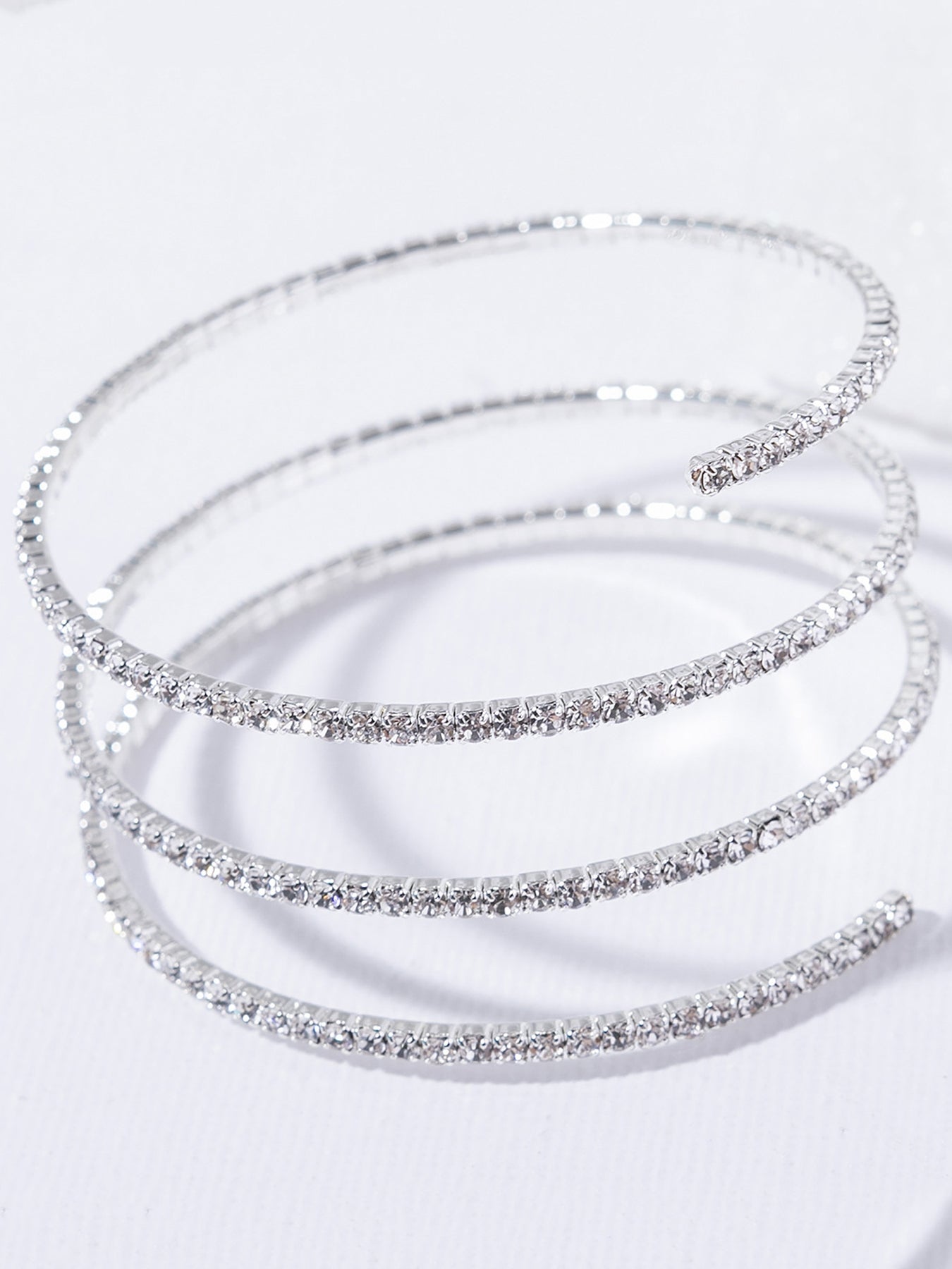 Simple Classic Circle Alloy Bangle with Elastic Triple Row Design