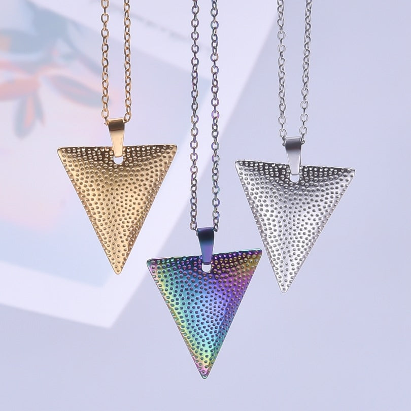 Simple Classic 304 Stainless Steel Triangle Pendant Necklace for Women