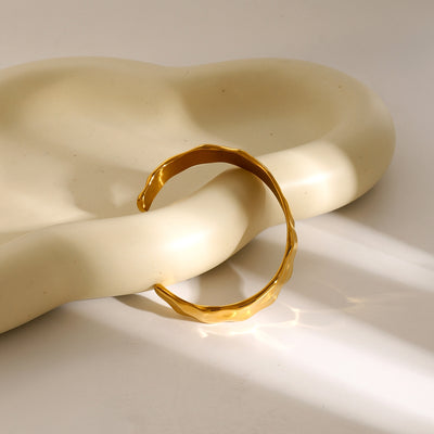 18K Gold Stainless Steel Women's Open Bangle Bracelet